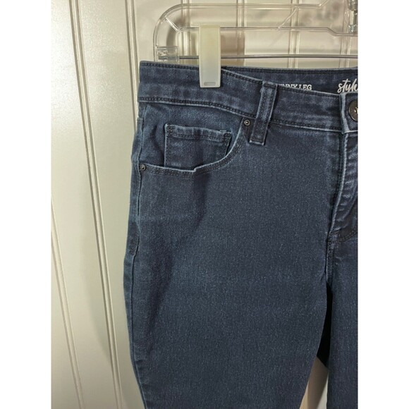 Style and Co Jeans Women Sz 6 Straight Leg Blue Stretch Denim Mid Rise Dark Wash - Picture 3 of 7